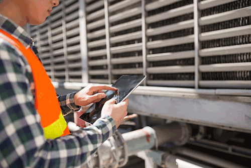 Technician with tablet